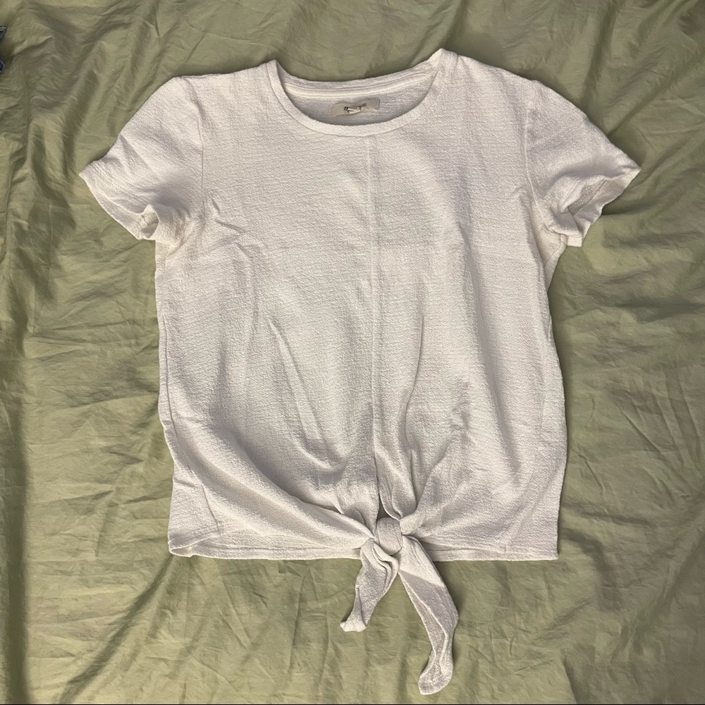 Madewell White Tie-Front Top